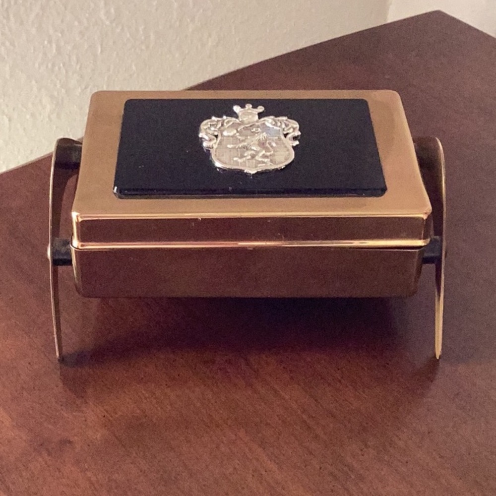 Men’s Gold Tone Product Mid Mod Atomic Jewelry Box Vintage Retro